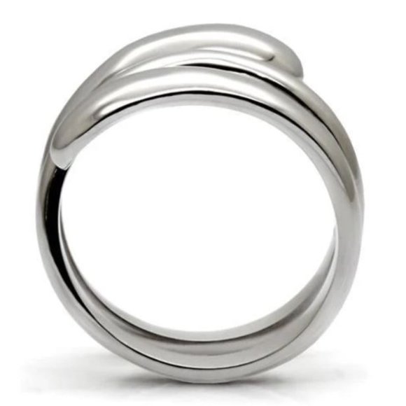 STAINLESS STEEL Unique High Polished Swirl Ring - Picture 11 of 13